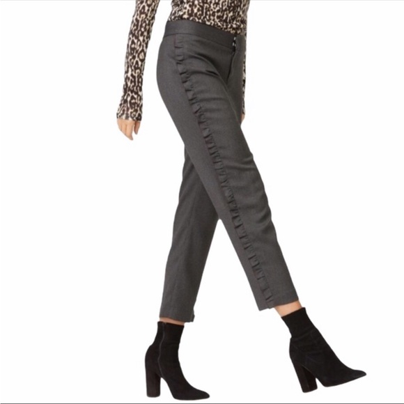 Club Monaco Navy Blue Ruffle Side Trim Trousers Pants Size 0 Excellent - Picture 1 of 11